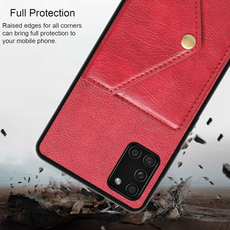For Samsung Galaxy A31 Litchi Texture Silicone + PC + PU Leather Back Cover Shockproof Case with Card Slot