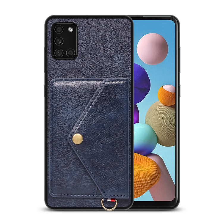 For Samsung Galaxy A31 Litchi Texture Silicone + PC + PU Leather Back Cover Shockproof Case with Card Slot