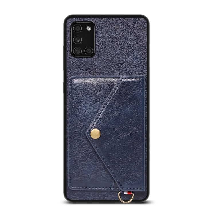 For Samsung Galaxy A31 Litchi Texture Silicone + PC + PU Leather Back Cover Shockproof Case with Card Slot