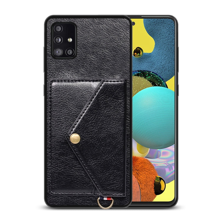 For Samsung Galaxy A51 Litchi Texture Silicone + PC + PU Leather Back Cover Shockproof Case with Card Slot