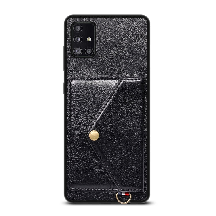 For Samsung Galaxy A51 Litchi Texture Silicone + PC + PU Leather Back Cover Shockproof Case with Card Slot