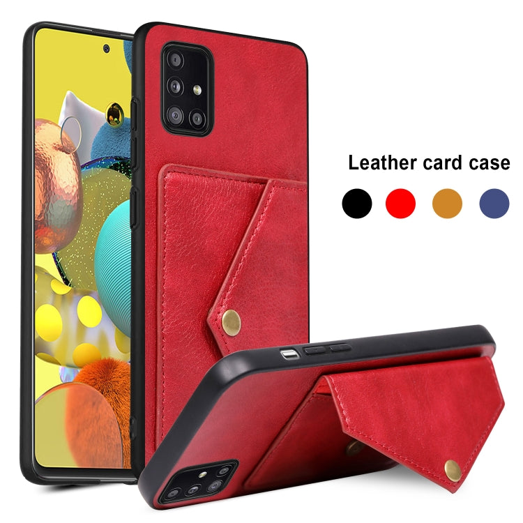 For Samsung Galaxy A51 Litchi Texture Silicone + PC + PU Leather Back Cover Shockproof Case with Card Slot