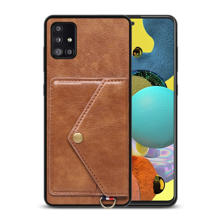 For Samsung Galaxy A51 Litchi Texture Silicone + PC + PU Leather Back Cover Shockproof Case with Card Slot