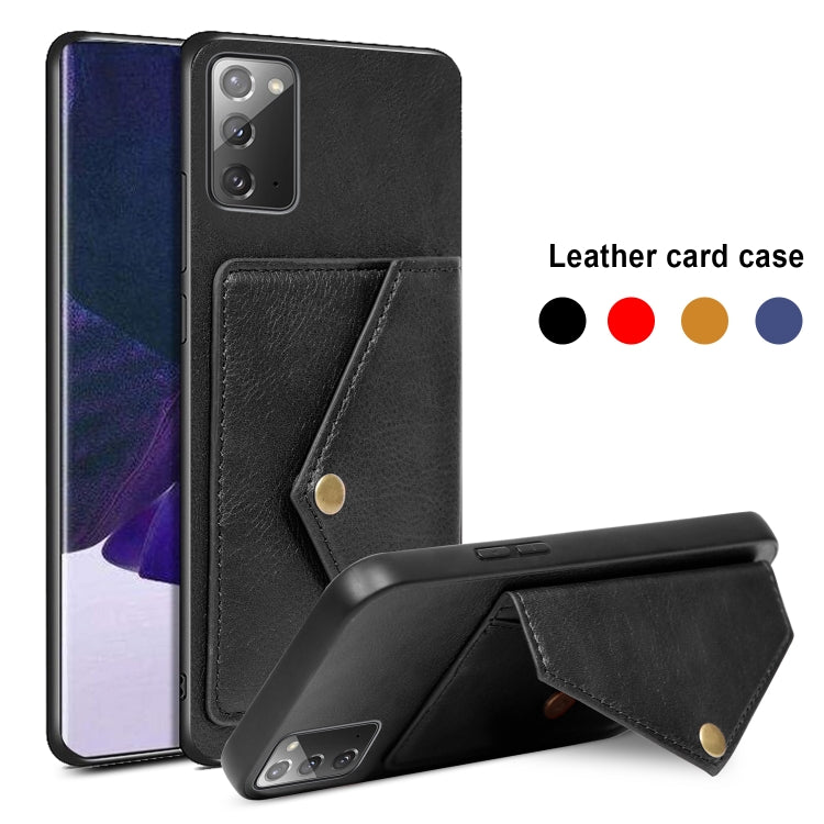 For Samsung Galaxy Note20 Litchi Texture Silicone + PC + PU Leather Back Cover Shockproof Case with Card Slot
