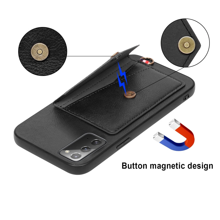 For Samsung Galaxy Note20 Litchi Texture Silicone + PC + PU Leather Back Cover Shockproof Case with Card Slot