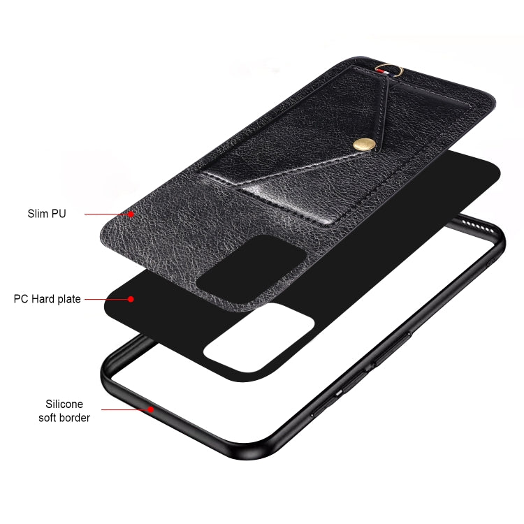 For Samsung Galaxy Note20 Litchi Texture Silicone + PC + PU Leather Back Cover Shockproof Case with Card Slot