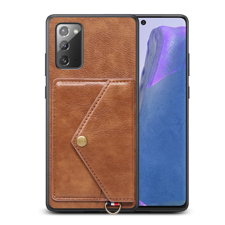 For Samsung Galaxy Note20 Litchi Texture Silicone + PC + PU Leather Back Cover Shockproof Case with Card Slot