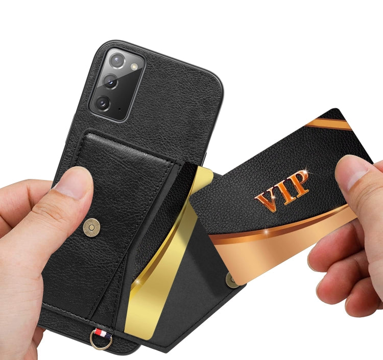 For Samsung Galaxy Note20 Litchi Texture Silicone + PC + PU Leather Back Cover Shockproof Case with Card Slot