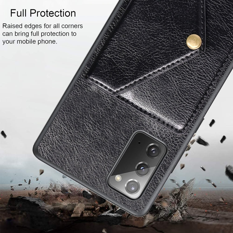 For Samsung Galaxy Note20 Litchi Texture Silicone + PC + PU Leather Back Cover Shockproof Case with Card Slot