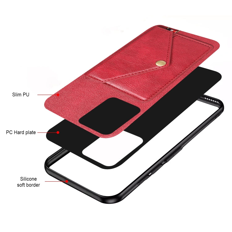 For Samsung Galaxy Note20 Ultra Litchi Texture Silicone + PC + PU Leather Back Cover Shockproof Case with Card Slot