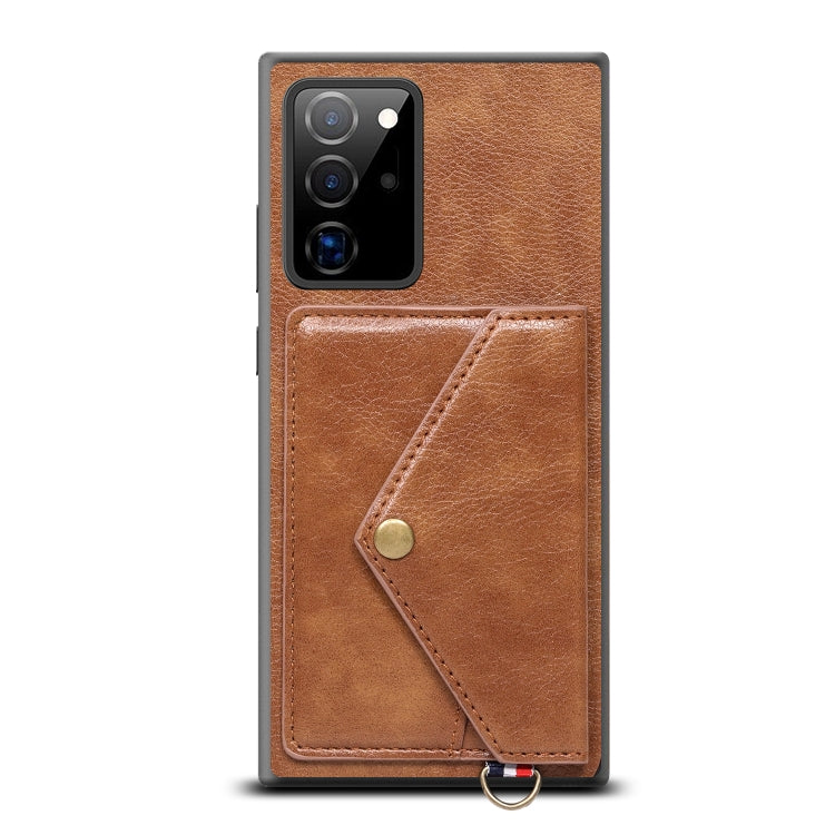 For Samsung Galaxy Note20 Ultra Litchi Texture Silicone + PC + PU Leather Back Cover Shockproof Case with Card Slot