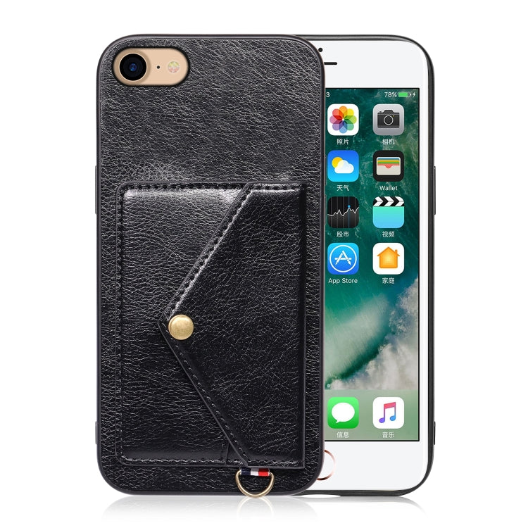 For iPhone SE 2022 / SE 2020 / 8 / 7 Litchi Texture Silicone + PC + PU Leather Back Cover Shockproof Case with Card Slot
