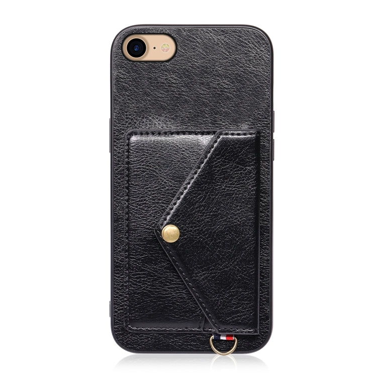 For iPhone SE 2022 / SE 2020 / 8 / 7 Litchi Texture Silicone + PC + PU Leather Back Cover Shockproof Case with Card Slot