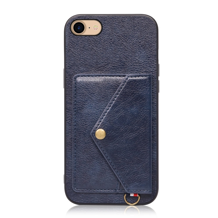 For iPhone SE 2022 / SE 2020 / 8 / 7 Litchi Texture Silicone + PC + PU Leather Back Cover Shockproof Case with Card Slot