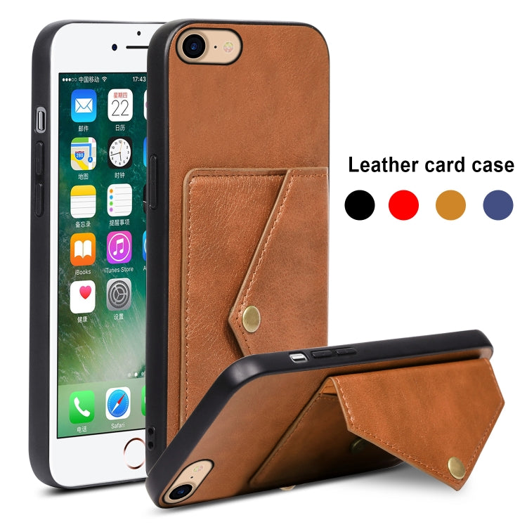 For iPhone SE 2022 / SE 2020 / 8 / 7 Litchi Texture Silicone + PC + PU Leather Back Cover Shockproof Case with Card Slot