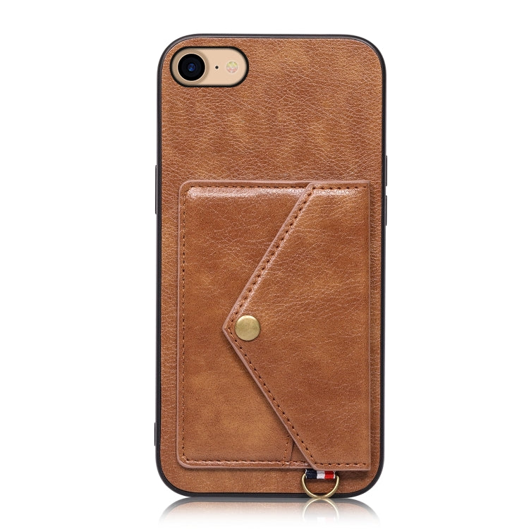 For iPhone SE 2022 / SE 2020 / 8 / 7 Litchi Texture Silicone + PC + PU Leather Back Cover Shockproof Case with Card Slot