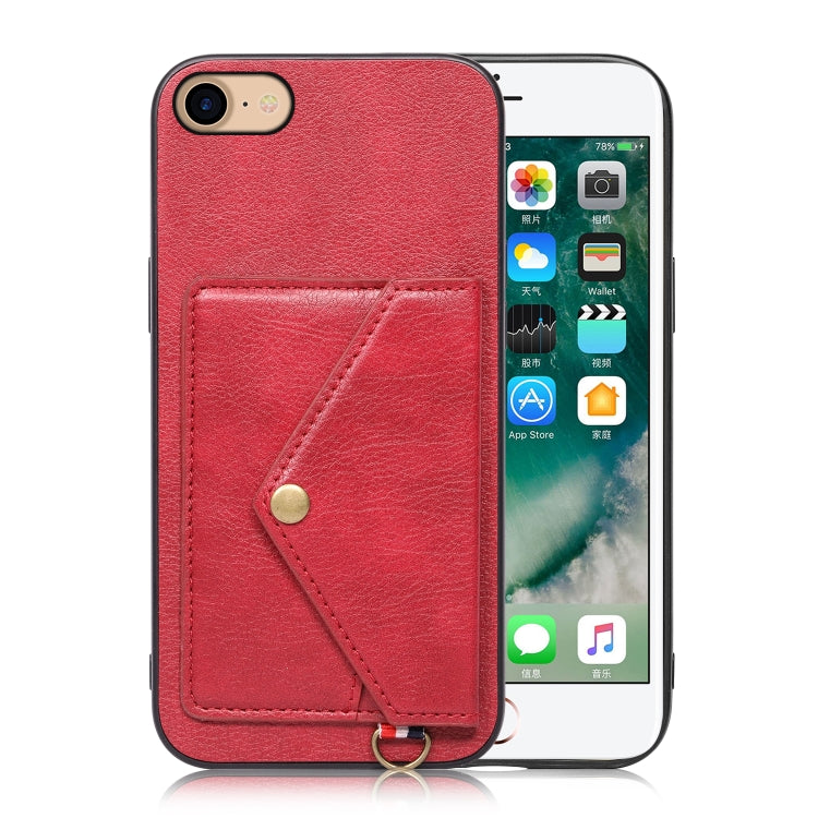 For iPhone SE 2022 / SE 2020 / 8 / 7 Litchi Texture Silicone + PC + PU Leather Back Cover Shockproof Case with Card Slot