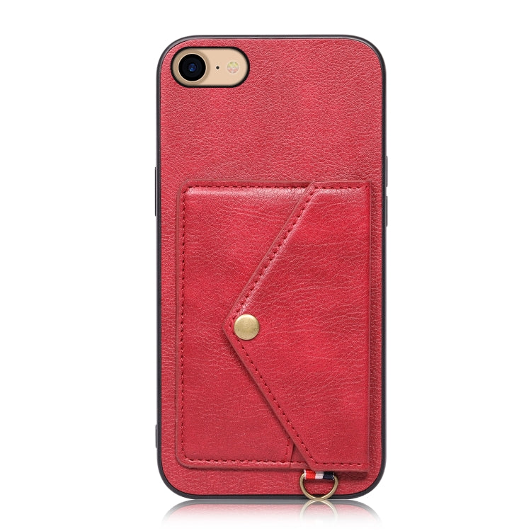 For iPhone SE 2022 / SE 2020 / 8 / 7 Litchi Texture Silicone + PC + PU Leather Back Cover Shockproof Case with Card Slot