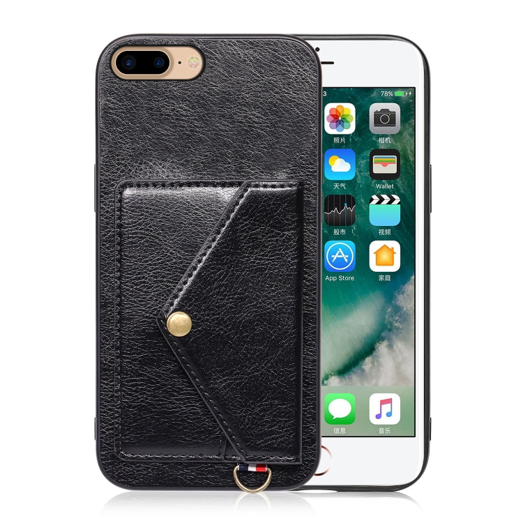 Litchi Texture Silicone + PC + PU Leather Back Cover Shockproof Case with Card Slot For iPhone 8 Plus / 7 Plus