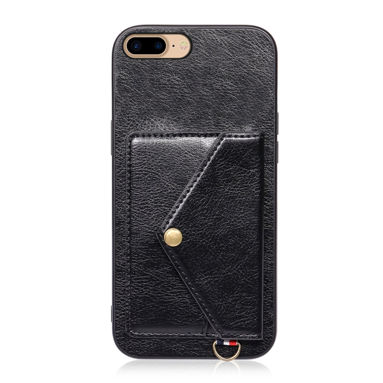 Litchi Texture Silicone + PC + PU Leather Back Cover Shockproof Case with Card Slot For iPhone 8 Plus / 7 Plus