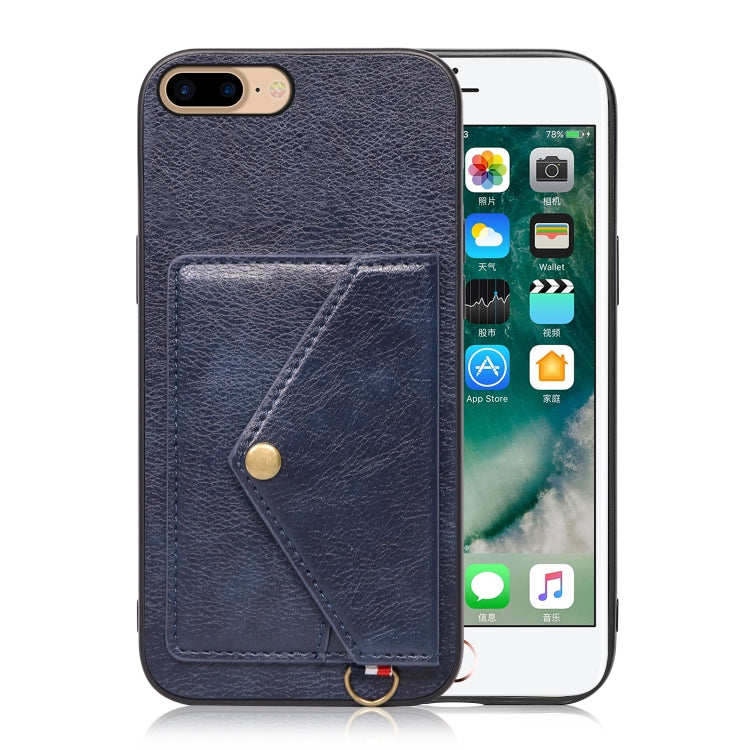 Litchi Texture Silicone + PC + PU Leather Back Cover Shockproof Case with Card Slot For iPhone 8 Plus / 7 Plus