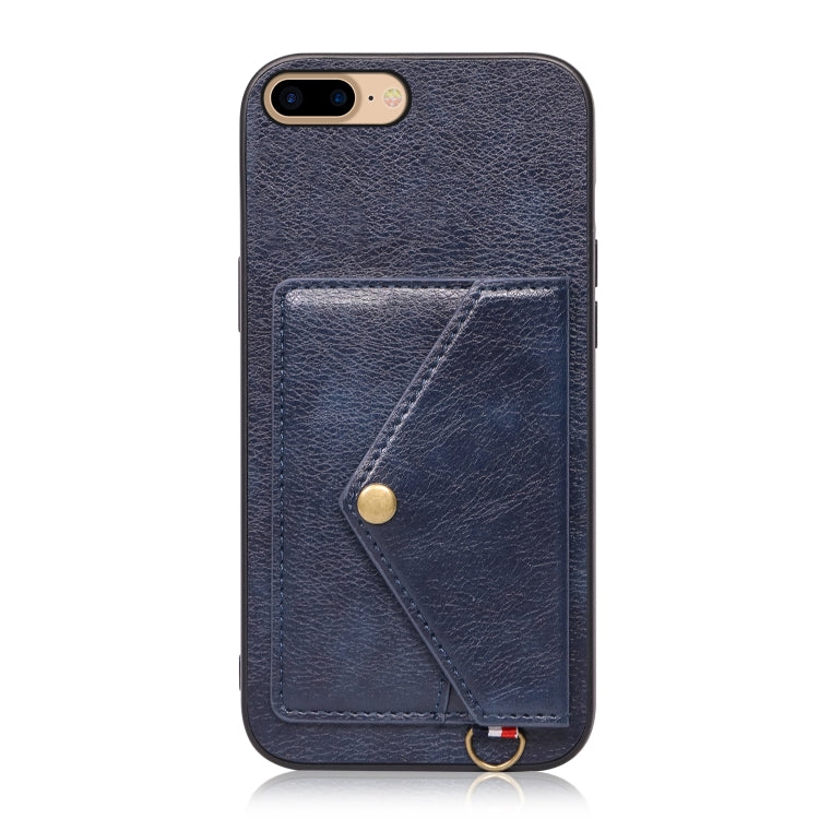 Litchi Texture Silicone + PC + PU Leather Back Cover Shockproof Case with Card Slot For iPhone 8 Plus / 7 Plus