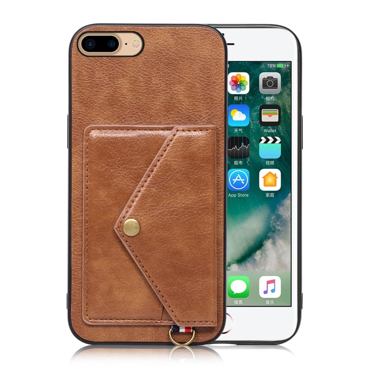 Litchi Texture Silicone + PC + PU Leather Back Cover Shockproof Case with Card Slot For iPhone 8 Plus / 7 Plus