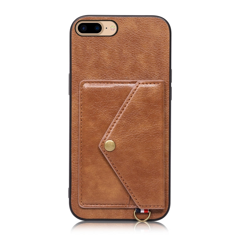 Litchi Texture Silicone + PC + PU Leather Back Cover Shockproof Case with Card Slot For iPhone 8 Plus / 7 Plus