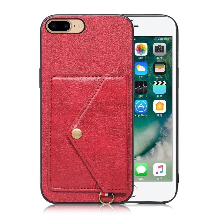 Litchi Texture Silicone + PC + PU Leather Back Cover Shockproof Case with Card Slot For iPhone 8 Plus / 7 Plus