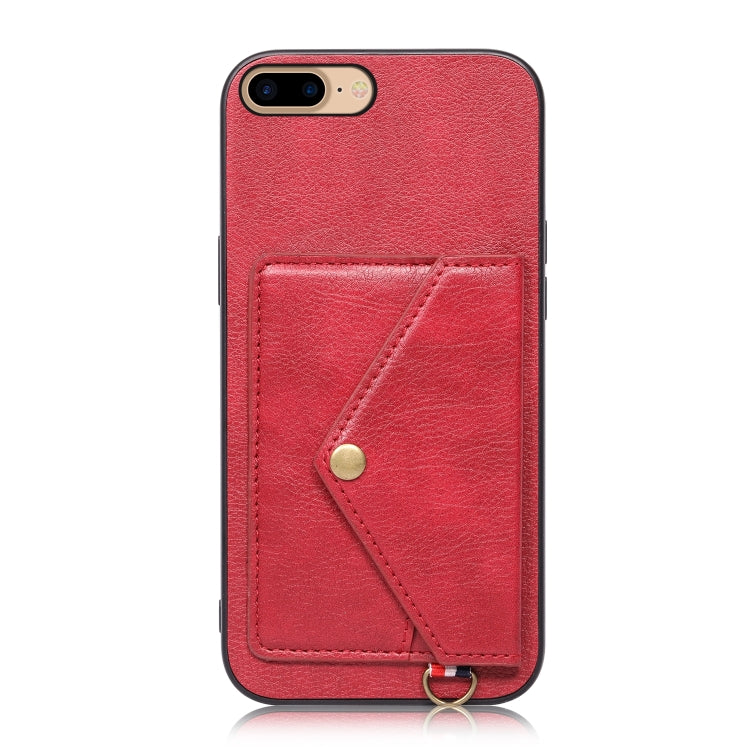 Litchi Texture Silicone + PC + PU Leather Back Cover Shockproof Case with Card Slot For iPhone 8 Plus / 7 Plus