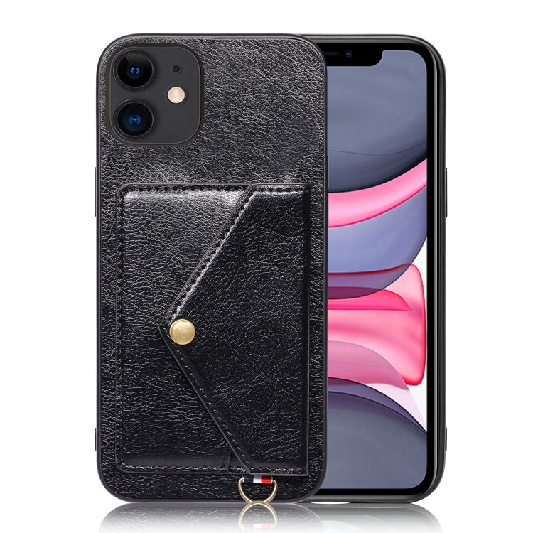 For iPhone 11 Litchi Texture Silicone + PC + PU Leather Back Cover Shockproof Case with Card Slot