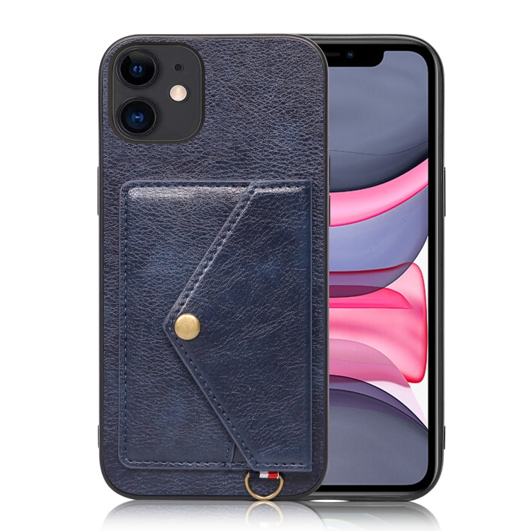 For iPhone 11 Litchi Texture Silicone + PC + PU Leather Back Cover Shockproof Case with Card Slot