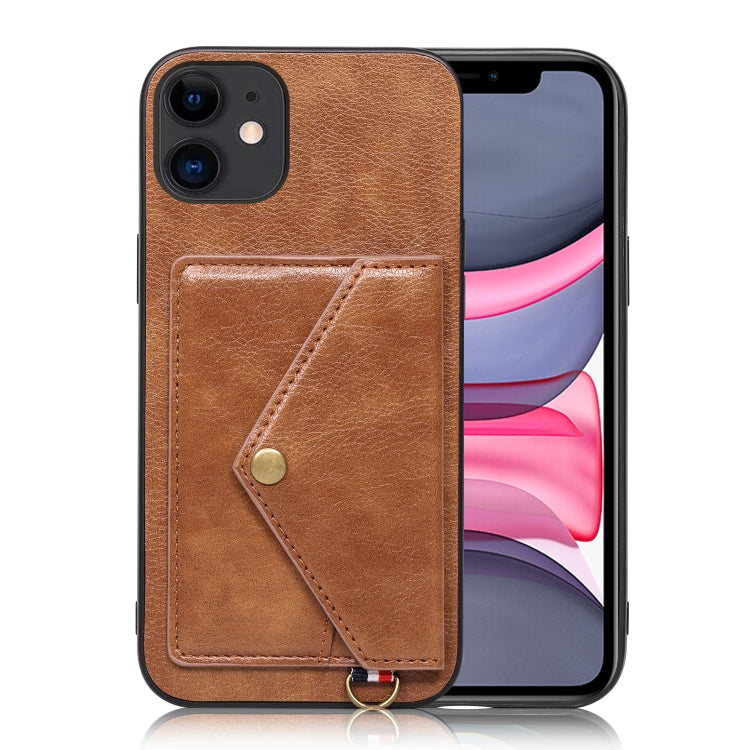For iPhone 11 Litchi Texture Silicone + PC + PU Leather Back Cover Shockproof Case with Card Slot