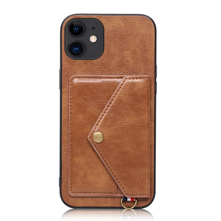 For iPhone 11 Litchi Texture Silicone + PC + PU Leather Back Cover Shockproof Case with Card Slot