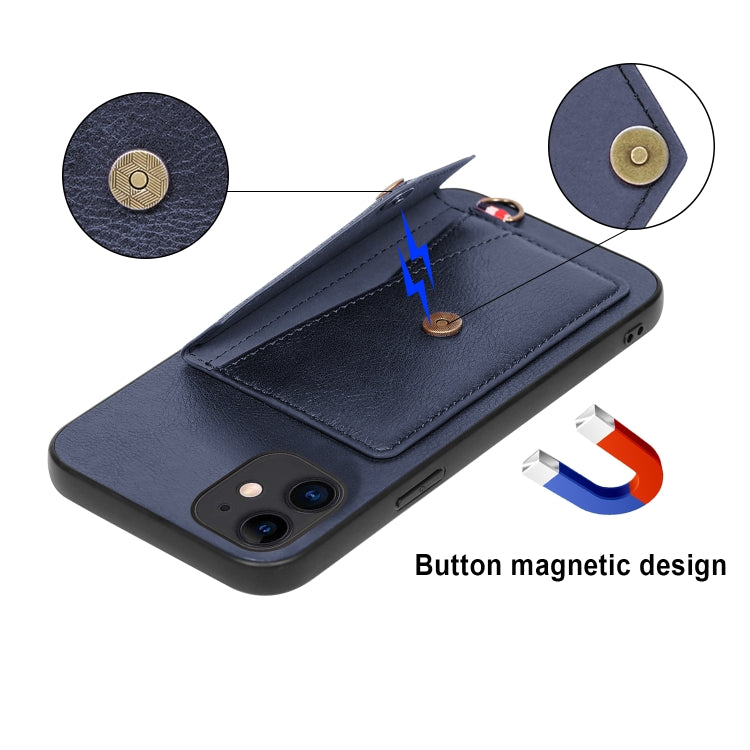 For iPhone 11 Litchi Texture Silicone + PC + PU Leather Back Cover Shockproof Case with Card Slot