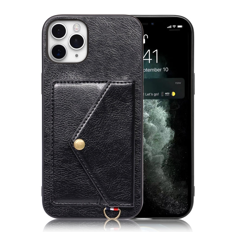 For iPhone 11 Pro Litchi Texture Silicone + PC + PU Leather Back Cover Shockproof Case with Card Slot