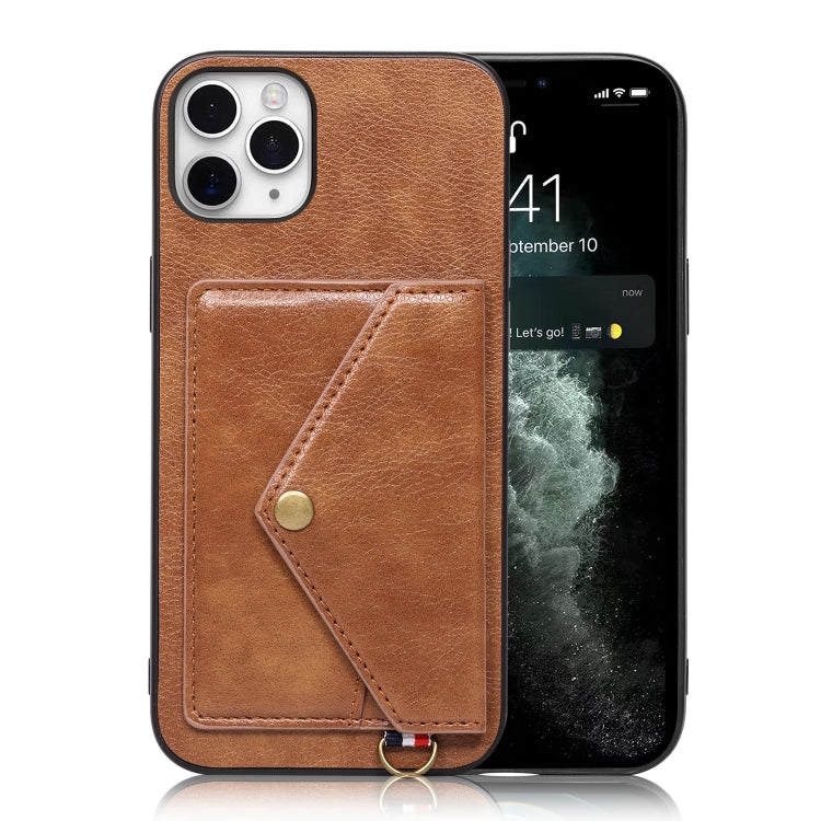 For iPhone 11 Pro Max Litchi Texture Silicone + PC + PU Leather Back Cover Shockproof Case with Card Slot