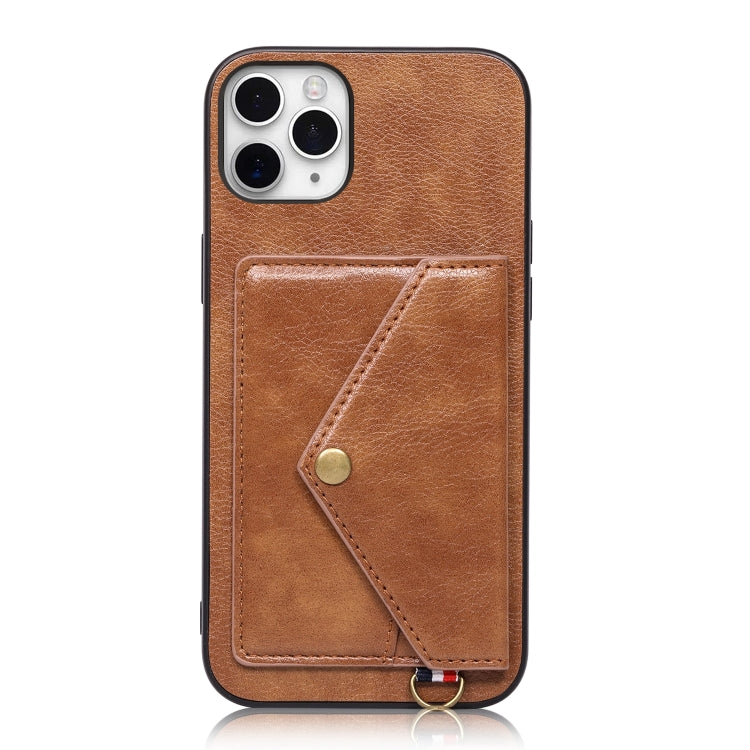 For iPhone 11 Pro Max Litchi Texture Silicone + PC + PU Leather Back Cover Shockproof Case with Card Slot
