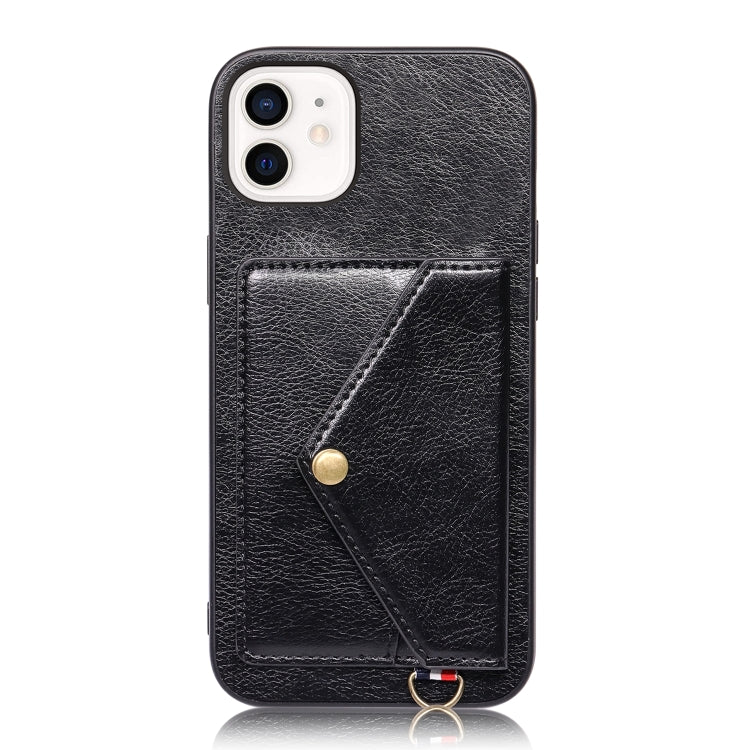 For iPhone 12 / 12 Pro Litchi Texture Silicone + PC + PU Leather Back Cover Shockproof Case with Card Slot