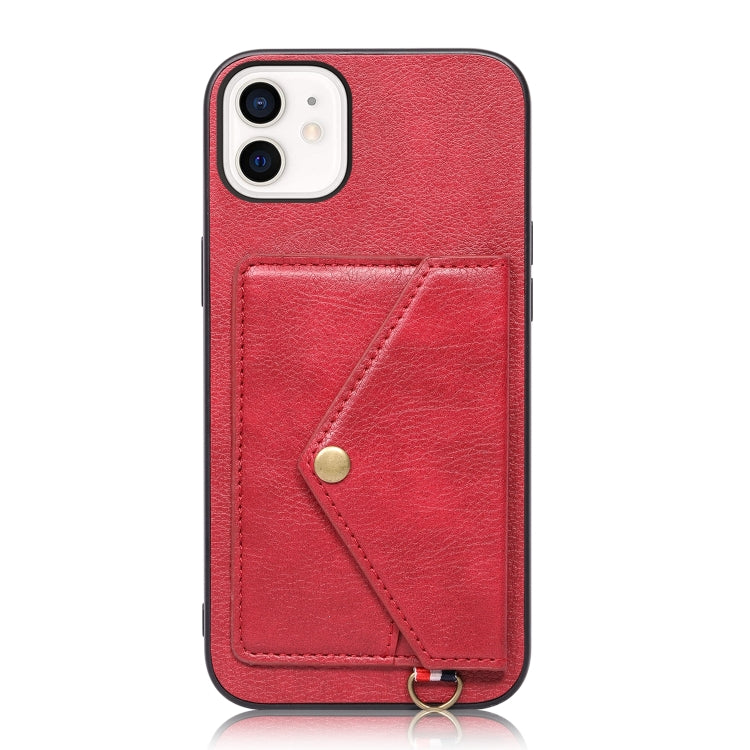 For iPhone 12 / 12 Pro Litchi Texture Silicone + PC + PU Leather Back Cover Shockproof Case with Card Slot