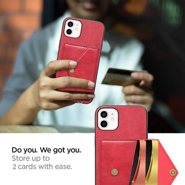 For iPhone 12 / 12 Pro Litchi Texture Silicone + PC + PU Leather Back Cover Shockproof Case with Card Slot