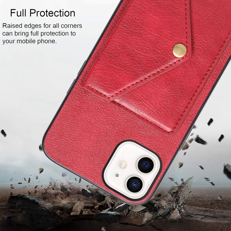 For iPhone 12 mini Litchi Texture Silicone + PC + PU Leather Back Cover Shockproof Case with Card Slot