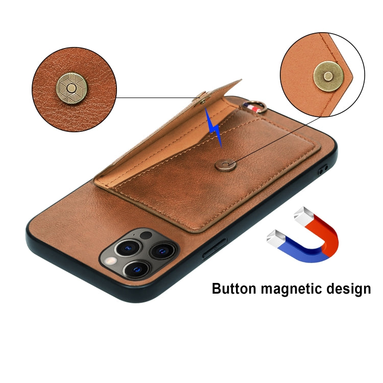 For iPhone 12 Pro Max Litchi Texture Silicone + PC + PU Leather Back Cover Shockproof Case with Card Slot