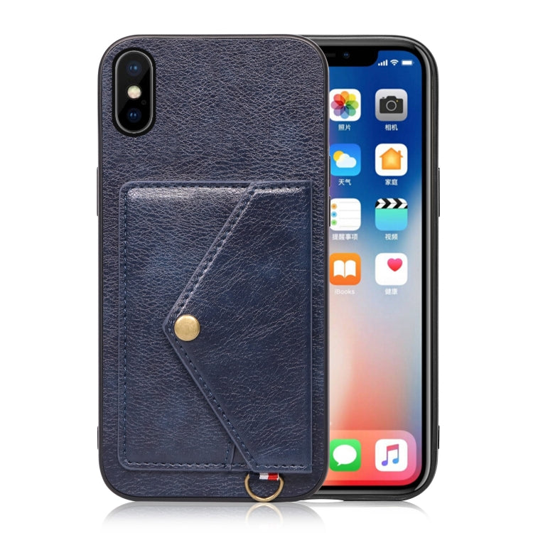 For iPhone X / XS Litchi Texture Silicone + PC + PU Leather Back Cover Shockproof Case with Card Slot