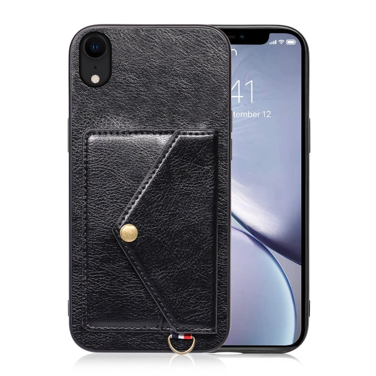 For iPhone XR Litchi Texture Silicone + PC + PU Leather Back Cover Shockproof Case with Card Slot