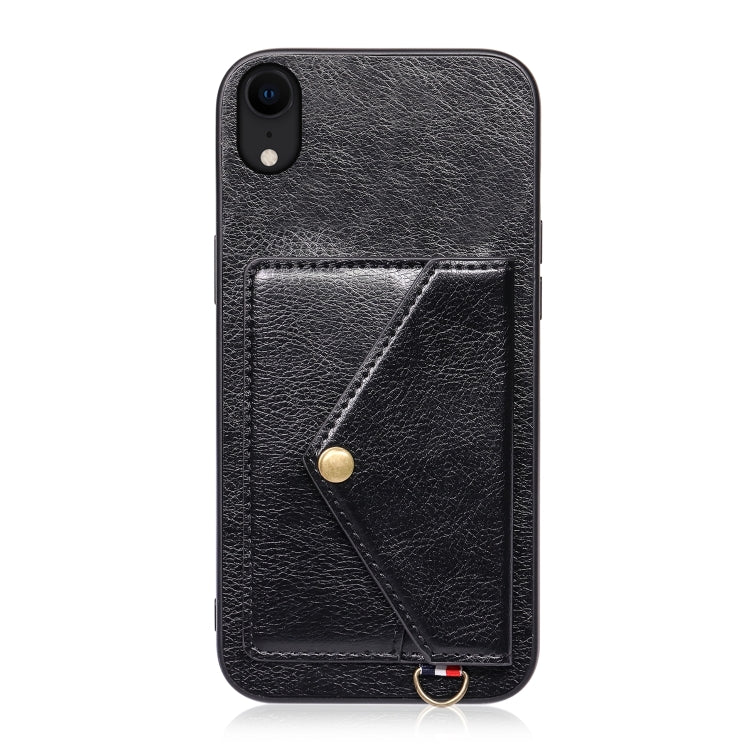 For iPhone XR Litchi Texture Silicone + PC + PU Leather Back Cover Shockproof Case with Card Slot