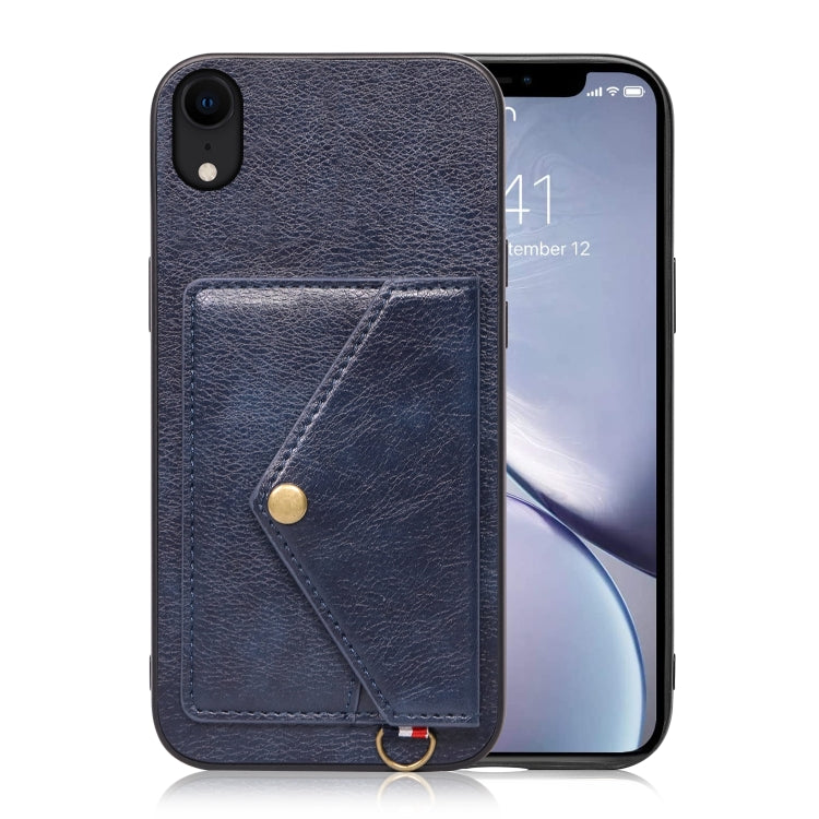For iPhone XR Litchi Texture Silicone + PC + PU Leather Back Cover Shockproof Case with Card Slot