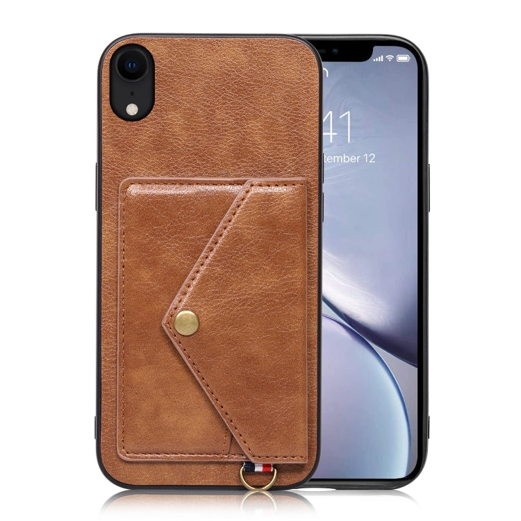 For iPhone XR Litchi Texture Silicone + PC + PU Leather Back Cover Shockproof Case with Card Slot