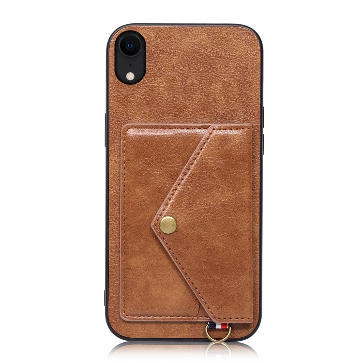 For iPhone XR Litchi Texture Silicone + PC + PU Leather Back Cover Shockproof Case with Card Slot