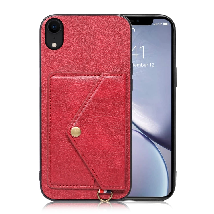 For iPhone XR Litchi Texture Silicone + PC + PU Leather Back Cover Shockproof Case with Card Slot